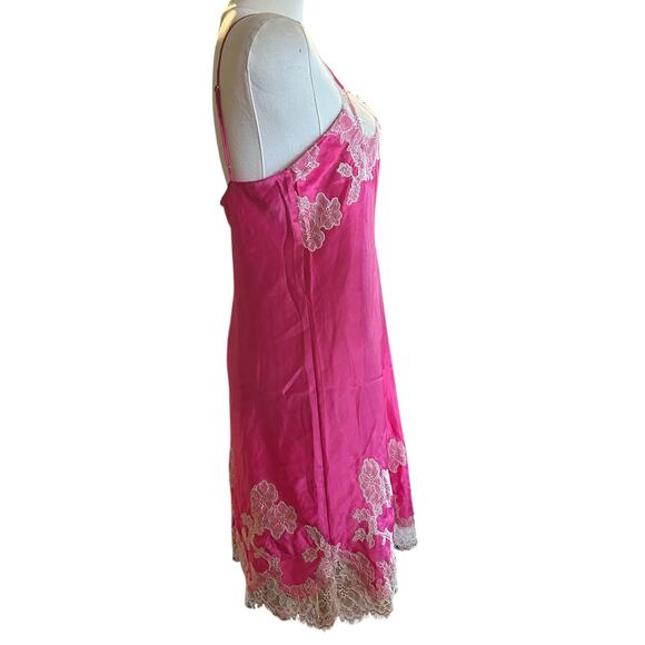 Victoria Secret Slip Mini Dress SZ Med Pink with White Lace Cami Nighty Party - Picture 11 of 11
